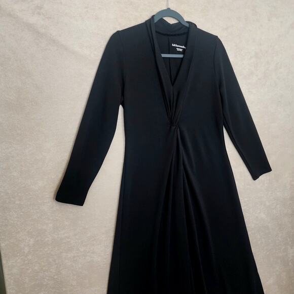 Soft Surroundings Lagia Maxi Dress Black Medium front Twist Ruching Ponte Knit - Picture 7 of 10